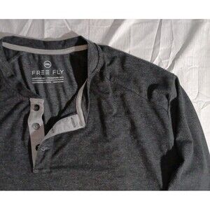 Free Fly Henley Shirt Mens 2XL Dark Gray Heather Long Sleeve Bamboo